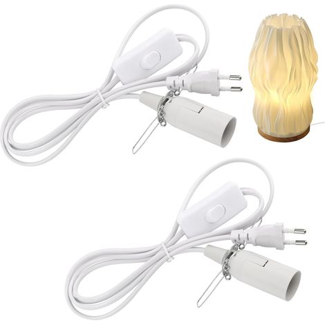 2 Pieces Salt Lamp Cable with Switch and E14 Socket - White, 1.8 m, Insulation Cable, European Plug (1/5)