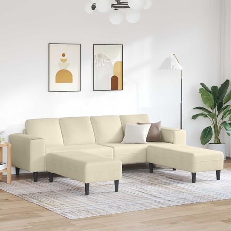 Sofa Creme 250 x 188 x 76 cm Cordstoff