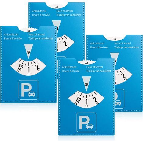 4 x Car Parking Discs PU Leather 11 x 15 cm Blue 5 Languages (1/5)