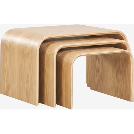 SKLUM Rechteckige Nist-Beistelltische aus MDF und Namibia-Furnier Braun Eiche (1/5)