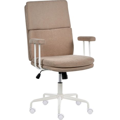 Fauteuil de Bureau Pivotant en Tissu Inclinaison Verrouillable Hauteur Réglable Taupe Vero (1/5)