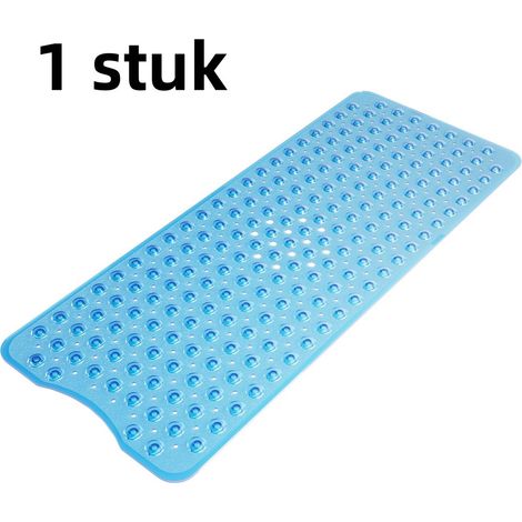 tapis antidérapant dimension 40 × 100 cm tapis de bain pour baignoire et douche équipé de ventouses couleur bleu (1/5)