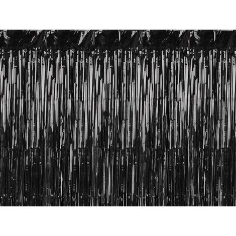 Cortina metálica negra para fiestas, ideal para fotos o como telón de fondo para carnaval. Pared de 100x200 cm. (1/5)