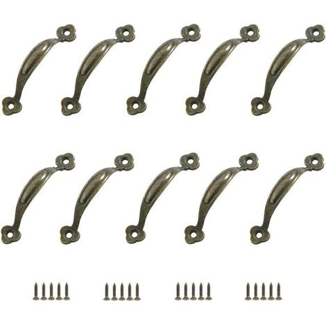 Set mit 10 Retro-Möbelgriffen aus Zinklegierung – 80 mm Mittenabstand – Korrosionsbeständige Oberfläche – Für Schubladen und Schranktüren (1/4)
