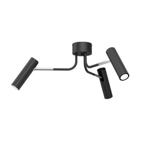 Plafonnier 3 spots noir/chrome Axion design GU10 Luminex