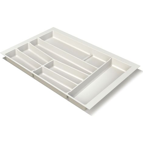 Volpato Besteckeinsatz - moderner Besteckkasten ideal als Besteck Organizer für KB 800mm, Kunststoff in Weiß (1/4)
