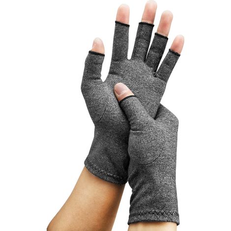 Gants De Compression En Fibre De Cuivre - Design Demi-Doigt Antidérapant - Pour Fitness Et Soins À Domicile - 1 Paire (1/5)