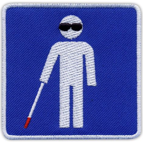 Aufnäher mit Blindheitssymbol – Symbol für Blindheit – zum Aufbügeln/Heißsiegeln – gestickter Aufnäher/Abzeichen/Emblem
