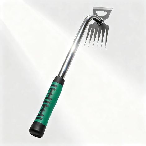 Weed Rake 6 Teeth Manual Weed Killer with Crescent Shape Shovel Head Manual Weeder Saw Blade Steel Rake Weed Rake for Garden Weeding Mowing (1/5)