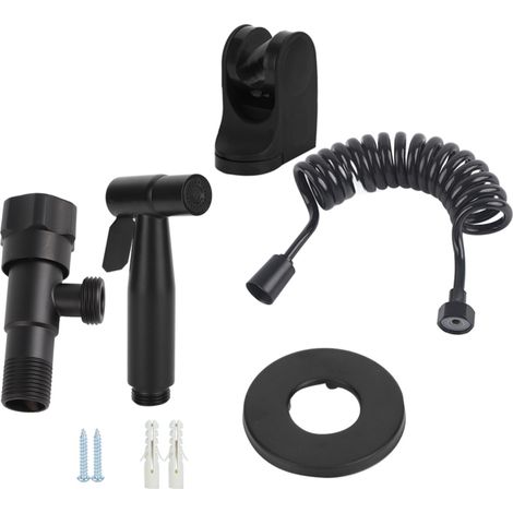 Ensemble de douchette bidet en acier inoxydable G1/2 pour toilettes de salle de bain, style B noir (1/5)