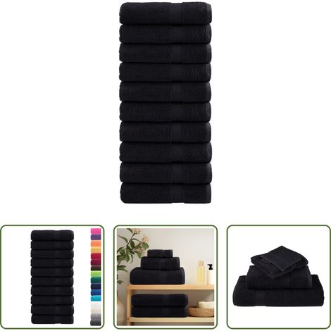 vidaXL Schlaufe - Premium Badetücher SOLUND 10 Stk. Schwarz 100x150 cm 600 g/m² (1/5)