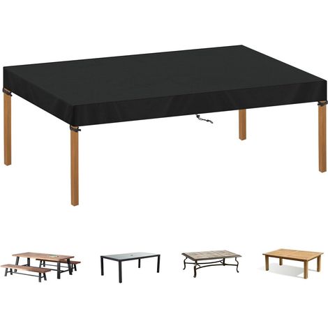 Housse de table de jardin rectangulaire 240x100x15cm, imperméable, anti-UV, tissu Oxford 420D (1/5)