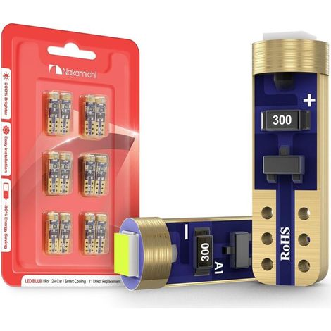 Bombillas LED T5 W2W 37 74 2721 para casquillo PC74 PC37, chips SMD 2016 ultrabrillantes de 12 V para pantallas de salpicadero y paneles de instrumentos en el interior del vehículo (azul hielo, paquet
