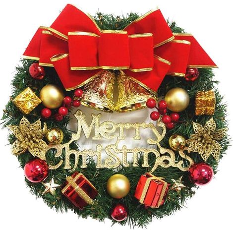 30 cm Guirlande De Noël Faux Noël Guirlande Suspendue Guirlande Avec Arc Cloches Porte D'entrée Décoration Mur De Fête (1/5)