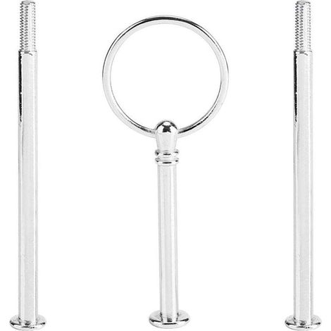 Tiered Cake Tray Stand with Handle for Fruit Plate (3 Tier Silver Round) (1/4)