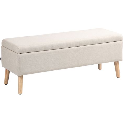Banco con almacenaje 110 x 39 x 45 cm beige de poliéster y madera HOMVRA (1/5)