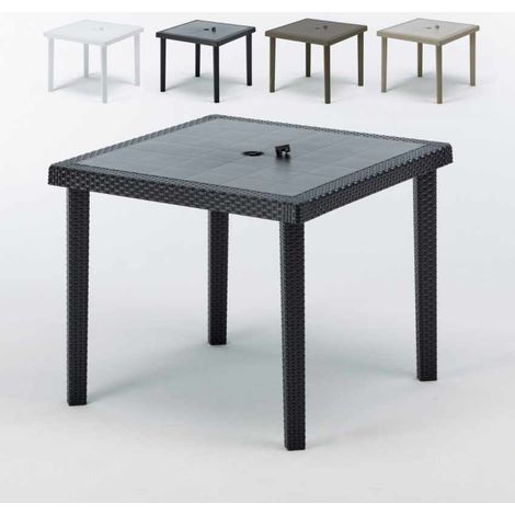 Tavolo bar giardino poly rattan quadrato 90x90 Grand Soleil Boheme - Nero (1/4)