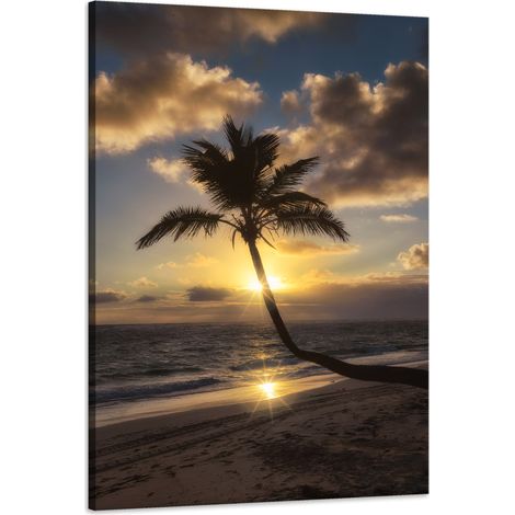 Stampa su tela Natura Palme Tramonto Sfondo 60x90 Vacanze sull'Oceano
