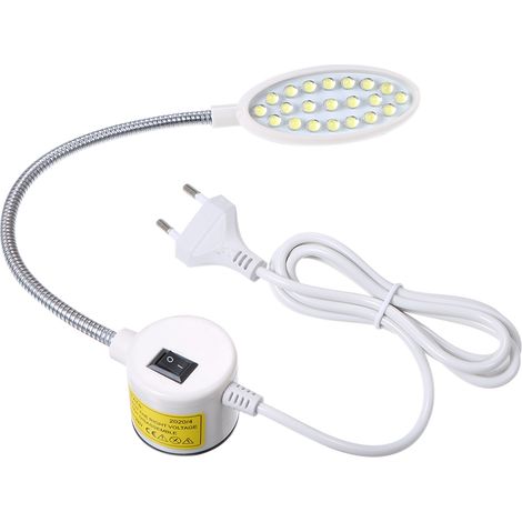 AC110-250V 1W 21LEDs Nähmaschinenlampe mit Drehknopf, dimmbarer Helligkeit, festem Fuß, flexiblem, biegsamem Schwanenhals für Hausarbeit und sonstige Haushaltsaufgaben (1/5)