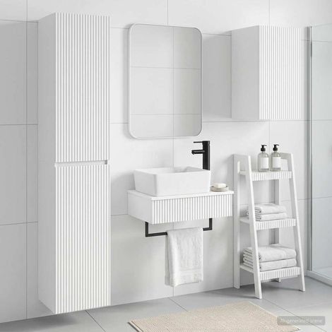 vidaXL Set di mobili per il bagno 3 pz Bianco 33 x 34,5 x 160 cm (1/5)