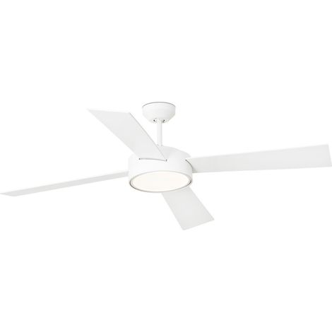 Faro Barcelona – Ventilateur de plafond avec lumière – Moteur DC 22W – 6 vitesses – 4 lames en pletwood blanc – Diamètre 133 cm – Lumière LED 3000K 1200 Lm – 33726