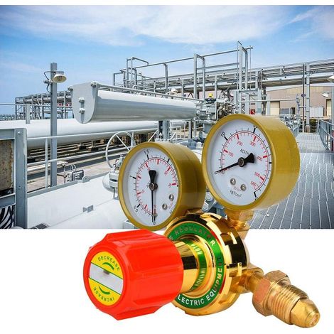 Régulateur de gaz, WX-YQE-03/60 Manomètre à acétylène Détendeur de gaz à acétylène pour kit de coupe de soudage au chalumeau à gaz G5/8 CGA580 (1/5)