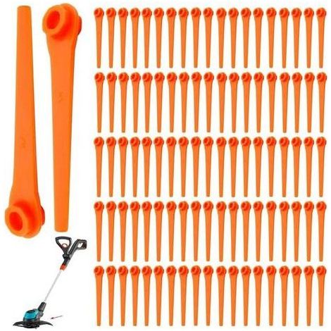 Lntyq Lot de 100 Lames de Rechange en Plastique pour Coupe-Bordures Gardena 9823 9825 9820 9821 Lames débroussailleuse 70mm (1/5)