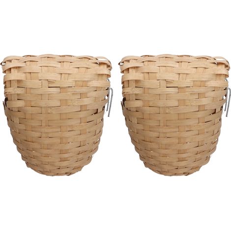 Maison pour oiseaux en bambou naturel faite à la main avec crochet - 2 pièces pour jardin extérieur (1/5)