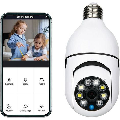 Security Cameras Wireless Outdoor WiFi Light Bulb Camera - 1080P Pan Tilt Wireless 2.4Ghz 360 Degree E27 Panoramic IP Camera, Secur (1/5)
