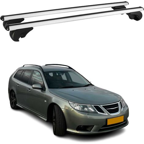 OMAC Barres de toit en aluminium pour Saab 9-4X 2011-2012 – TÜV / DIN 75302:2019 – Antivol inclus – Charge max 75 kg – 2 barres Argent (1/4)
