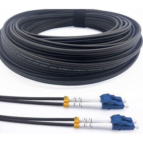 Elfcam – Câble fibre optique 200m duplex OS2 monomode 9/125µm – Blindage acier Mu Steel – Gaine LSZH – Résistant et étanche pour datacenters