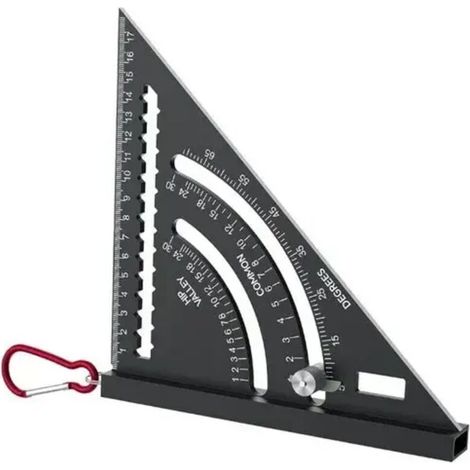 7 in 1 Equerre Menuisier, Aluminium 180mm Équerres de Charpentier, Multifonction Trusquin de Traçage, Raporteur 0-90°, avec Crochet,Fonction D'aplomb (1/4)