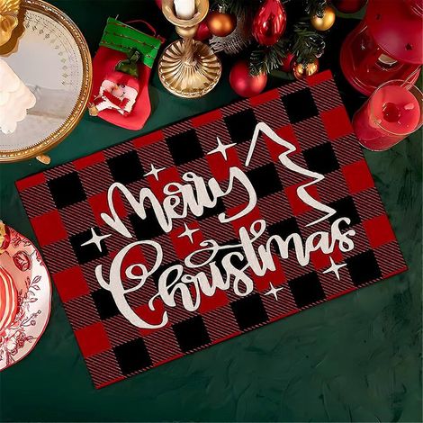 Lot de 4 sets de table de Noël roses enneigés, motif sapins de Noël H (1/5)