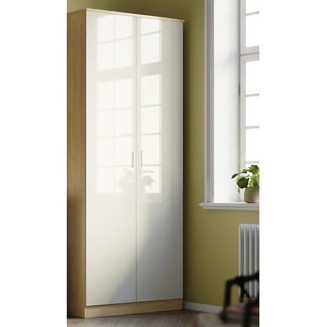 Canterbury Oak/Cream High Gloss 2 door wardrobe