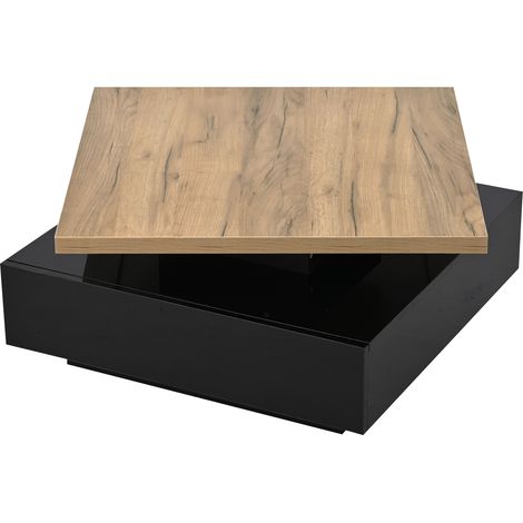 GagaTable basse pivotante 70 x 70 x 36 cm noir et noyer (1/5)