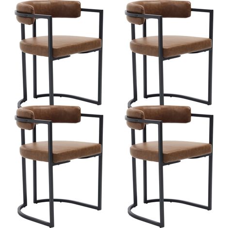 Wahson Esszimmerstühle 4er Set aus Kunstleder, Küchenstühle Modern Wohnzimmerstuhl mit Metallgestell für Küche Wohnzimmer, Braun