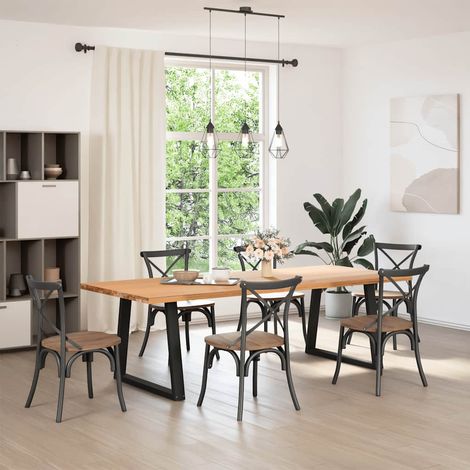 Maison Exclusive - Esstisch Beine V-Form 2 Stück Schwarz 70x(72-7