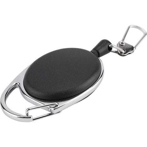 Attache-câble rétractable pour équipement de pêche avec mousqueton de sécurité (1/4)