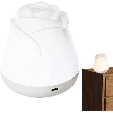 Lampe Fleur Rose Rechargeable 3 Modes D'Éclairage Tactile Dimmable Lampe De Table LED Rose Pour Femme, Amie, Fille, Amies, Ambiance Charmante Chambre Enfant, Bébé (1/5)