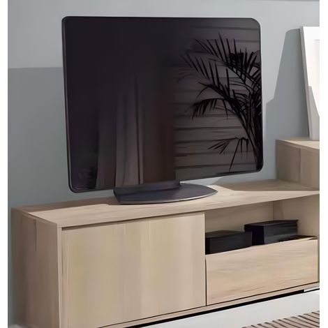 Meuble TV coloris Chêne Cambrian - Longueur 123 x profondeur 35 x hauteur 44 cm -PEGANE-