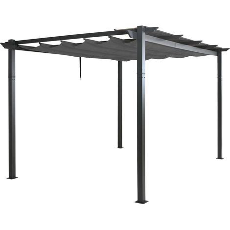 Pergola de jardin en aluminium 3x4 m avec toit coulissant réglable UV50+ structure 8 cm coloris anthracite 040009582