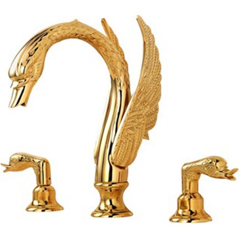 S-giant Ensemble de Robinetterie de Lavabo de Salle de Bain au Style Élégant et Opulent, Installation sur Plan Vasque, Mitigeur Mélangeur pour Lavabo avec Eau Chaude et Froide, Inspiré par l'Élégance (1/4)