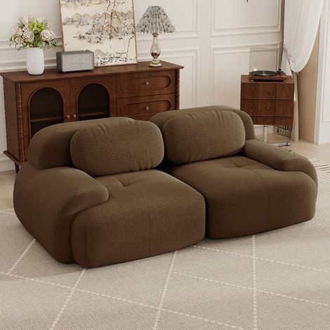 Canapé d'angle modulable,canapé 2 places,canapé convertible,canapé compressible,tissu en velours côtelé, rembourrage en mousse haute densité 32D,aucun assemblage requis, aucun cadre nécessaire
