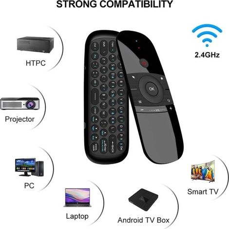 2,4-GHz-Funkfernbedienung für Air Mouse – Integrierte 45-Tasten-Tastatur – 6-Achsen-Gyrosensor – Kompatibel mit Android TV und PC (1/4)