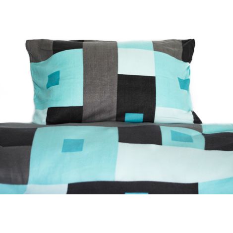 Moderne Fleece Bettwäsche - Stillvolles Design in Türkis, Schwarz, Grau aus 100% Polyester 135x200 cm (1/5)