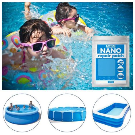 SUPER NANO : 10 Patchs de Réparations Imperméables pour Piscines, Bouées, Matelas