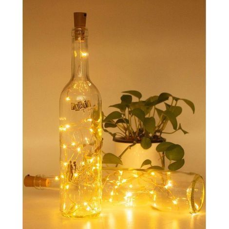 LED Bouteille Guirlande, 2m 20 LED Pour Bouteille [16 pièces] Guirlande Lumineuse Bouteille LED Lampe Bouteille Étanche Fil d'argentFlexible Décoration pour Noël, Partie, Mariage, Jardin -Blanc (1/5)