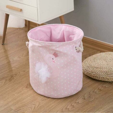 QORVA-Panier à linge pliable grande boîte de rangement en tissu panier à linge débris vêtements sales panier spécial cygne/rose