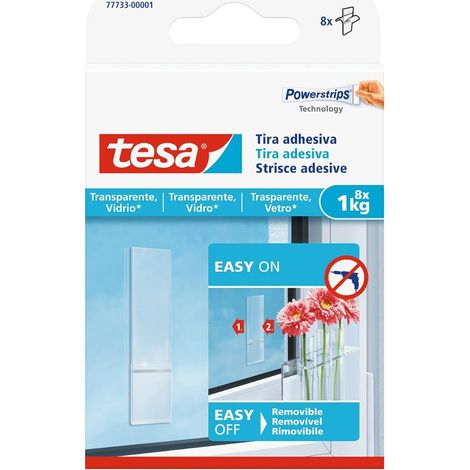 Tesa Tiras adhesivas Powerstrips Transparente hasta 1 kg 8 tiras