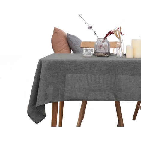 Nappe aspect lin – Gris clair – Style minimaliste – Dimensions 140 × 200 cm (1/5)